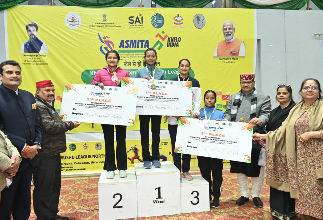 खेलो इण्डिया वूमन’ नॉर्थ वुशु प्रतियोगिता के समापन कार्यक्रम को संबोधित किया  कैबिनेट मंत्री गणेश जोशी ने