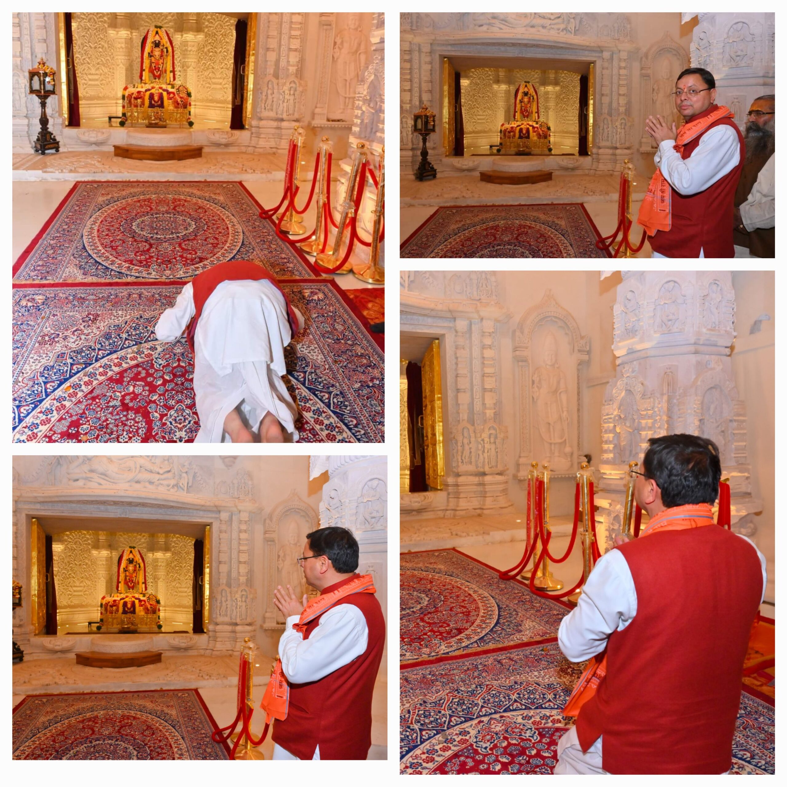 मुख्यमंत्री धामी ने प्रभु राम को साष्टांग नमन कर पूजा अर्चना की दर्शन करने के बाद मुख्यमंत्री धामी भावुक हो गए.