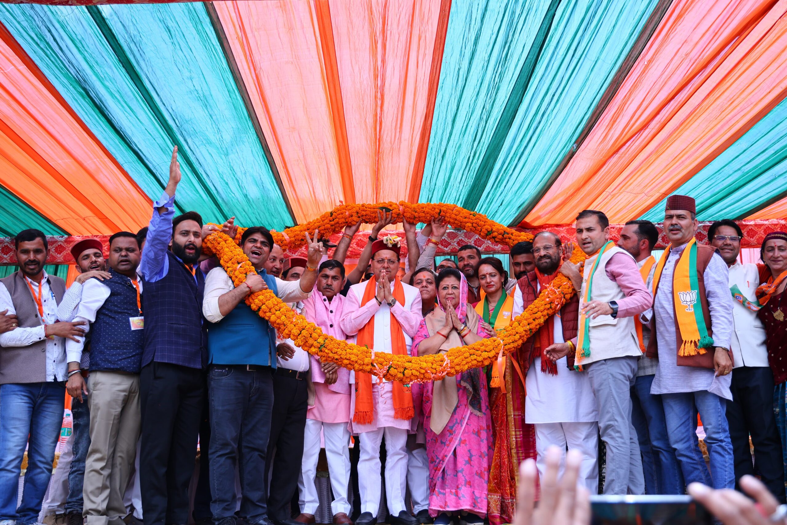 भाजपा प्रत्याशी माला राज्यलक्ष्मी शाह के पक्ष में आयोजित जनसभा में धामी जी ने प्रतिभाग किया