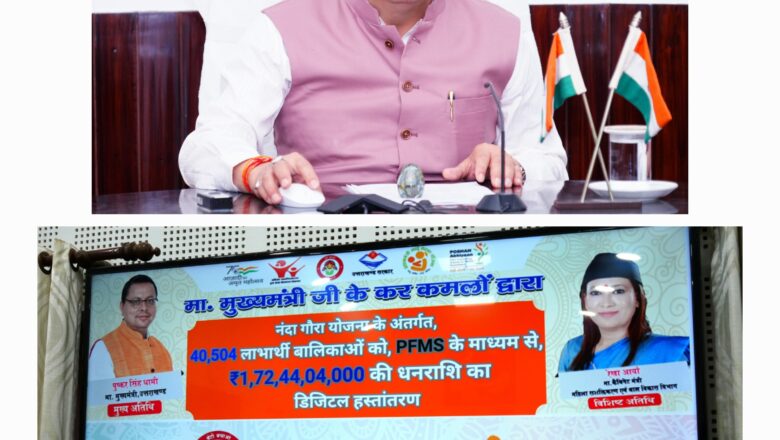 नन्दा गौरा योजना के 40 हजार 504 लाभार्थियों को  01 अरब 72 करोड़ 44 लाख 04 हजार रुपए की धनराशि का  मुख्यमंत्री ने  डीबीटी के माध्यम से किया वितरण